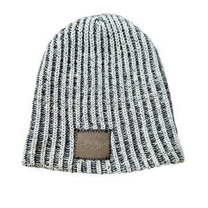 Google Tech Logo Knit Beanie Adult Unisex Black/Cream Leather Patch Cap Cotton